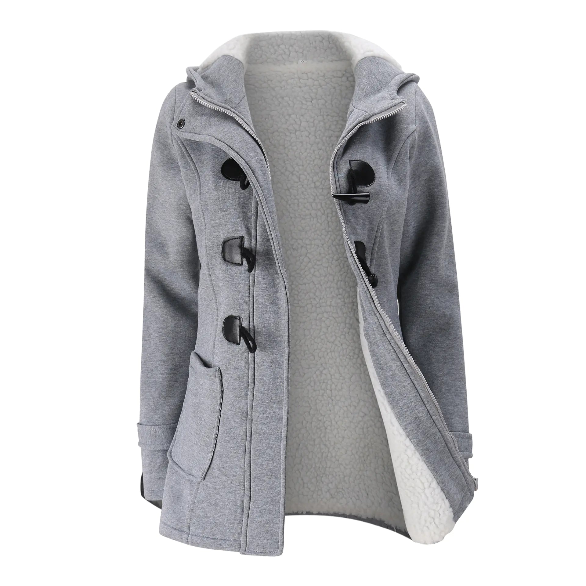 Horn Button Jacket with Thickened Lamb Wool Lining