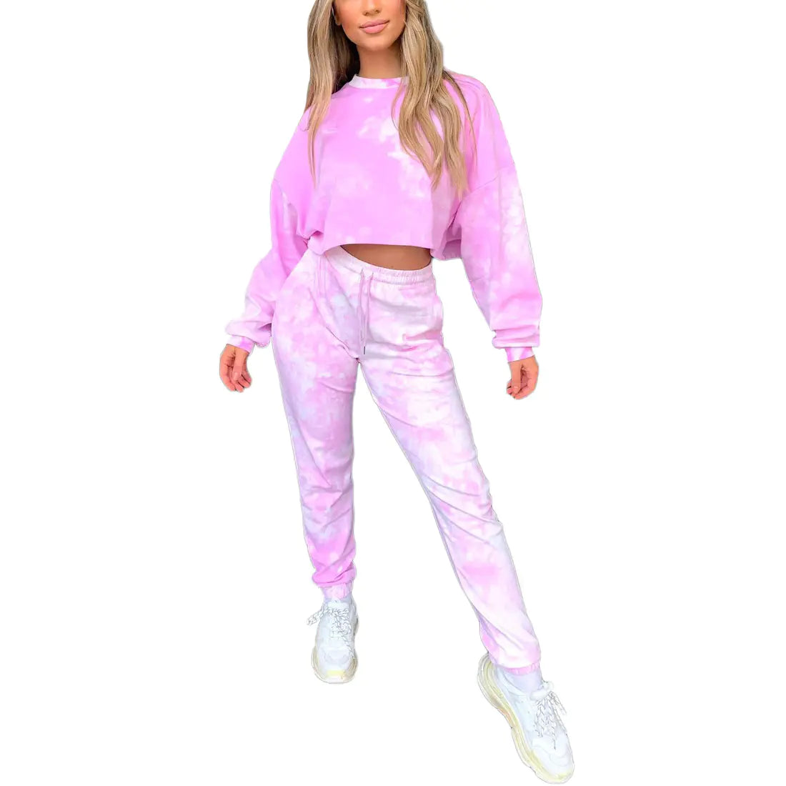 Short Hoodie Women's Fashion Tie-Dye Sports Set