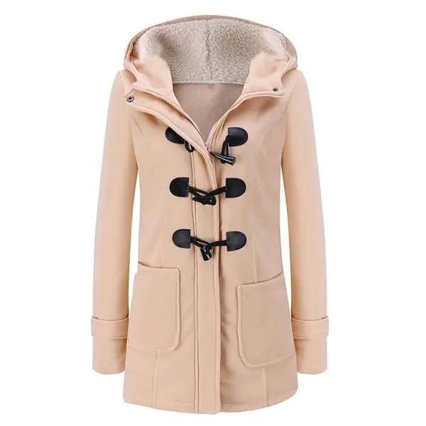 Horn Button Jacket with Thickened Lamb Wool Lining