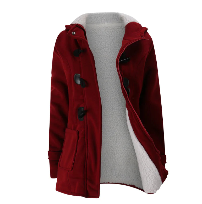 Horn Button Jacket with Thickened Lamb Wool Lining