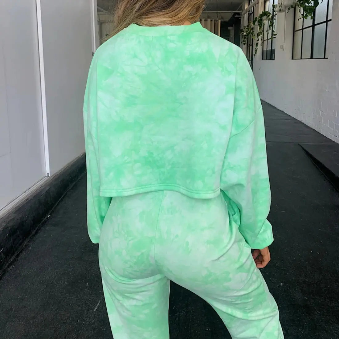 Short Hoodie Women's Fashion Tie-Dye Sports Set