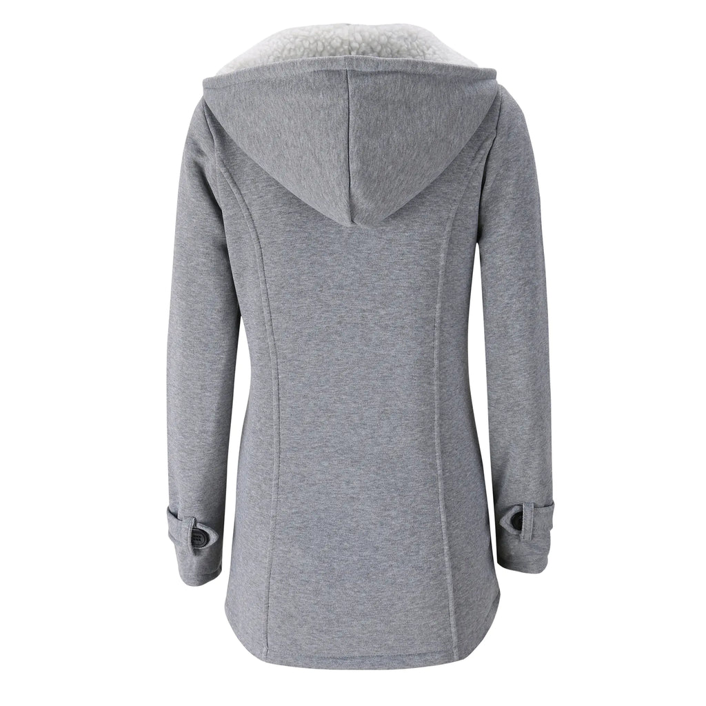 Horn Button Jacket with Thickened Lamb Wool Lining
