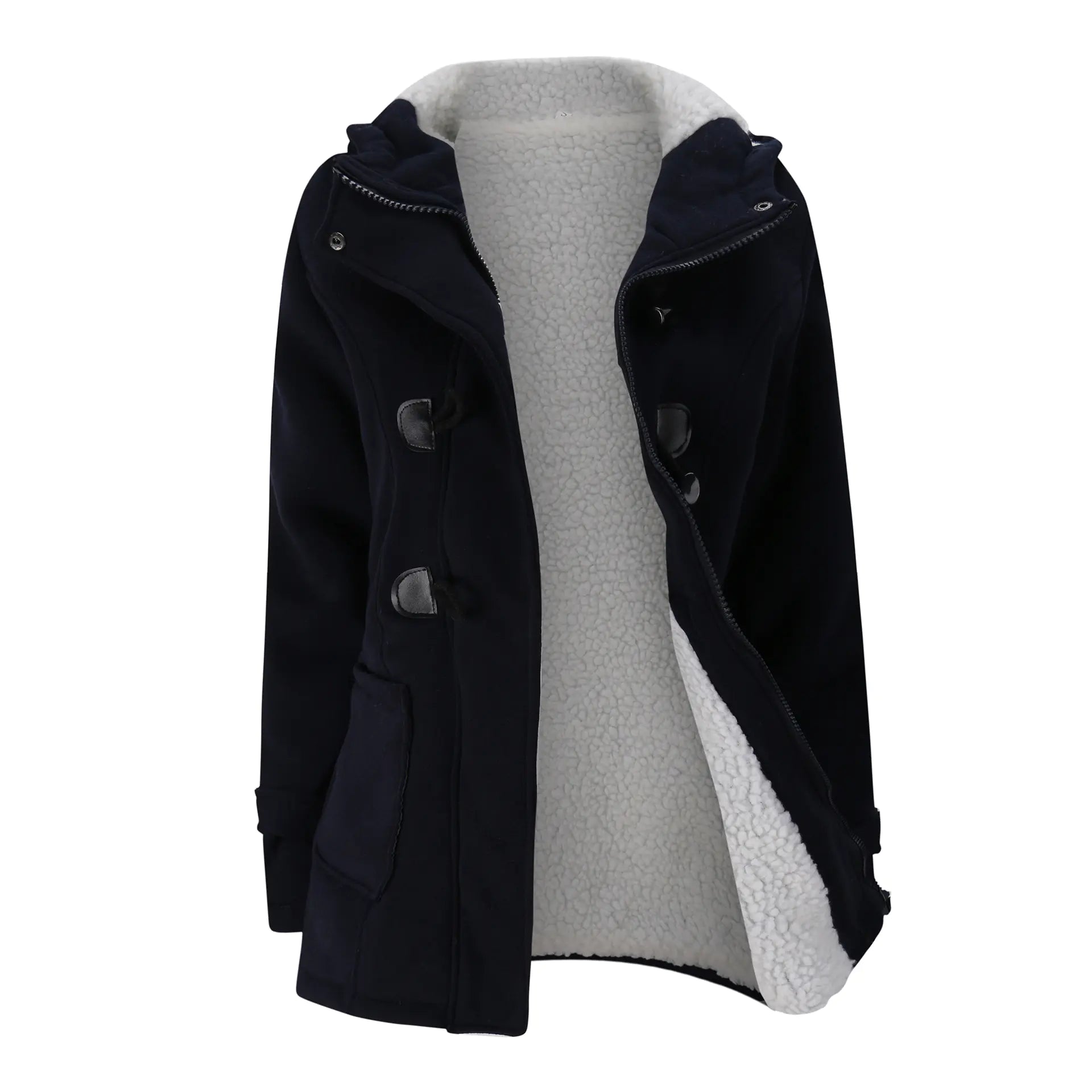 Horn Button Jacket with Thickened Lamb Wool Lining