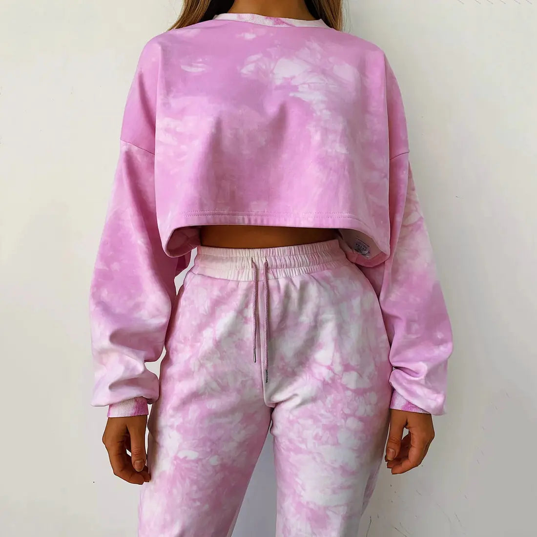 Short Hoodie Women's Fashion Tie-Dye Sports Set