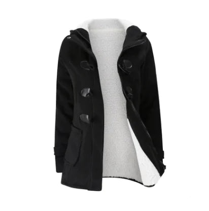 Horn Button Jacket with Thickened Lamb Wool Lining