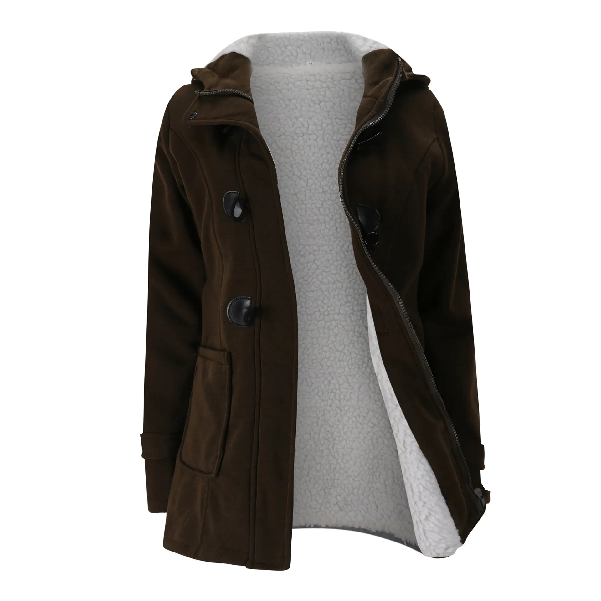Horn Button Jacket with Thickened Lamb Wool Lining