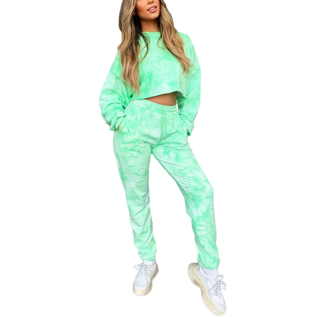 Short Hoodie Women's Fashion Tie-Dye Sports Set