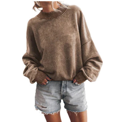 Autumn Crew Neck Loose Solid Color Sweater