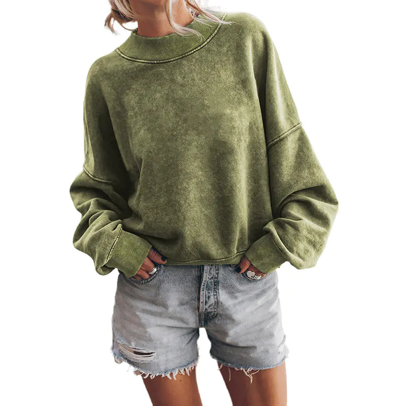 Autumn Crew Neck Loose Solid Color Sweater