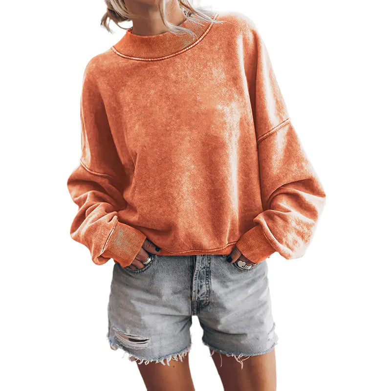 Autumn Crew Neck Loose Solid Color Sweater