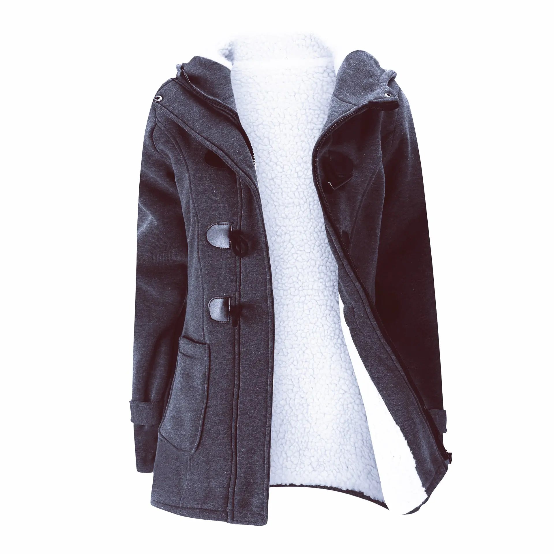 Horn Button Jacket with Thickened Lamb Wool Lining